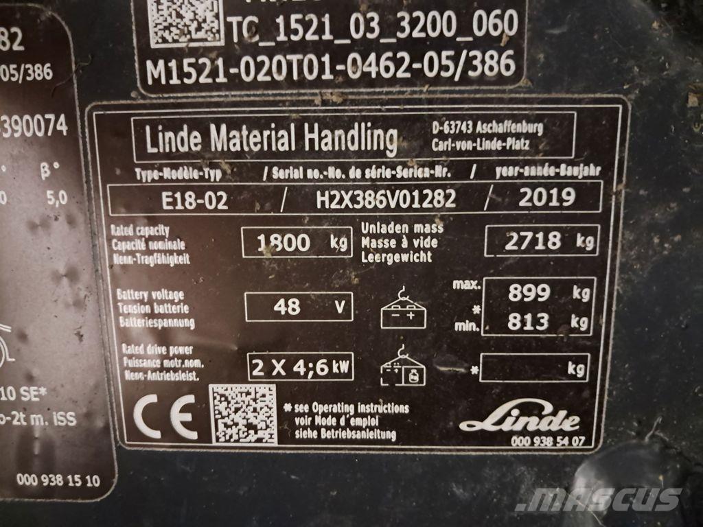 Linde E18-02 Elektromos targoncák