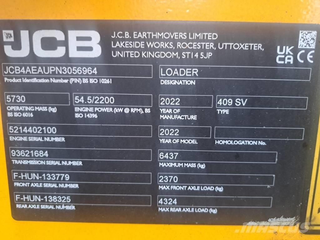 JCB 409 Gumikerekes homlokrakodók