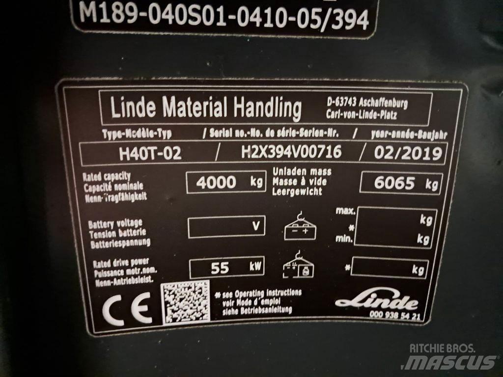 Linde H40T-02 Gázüzemű targoncák