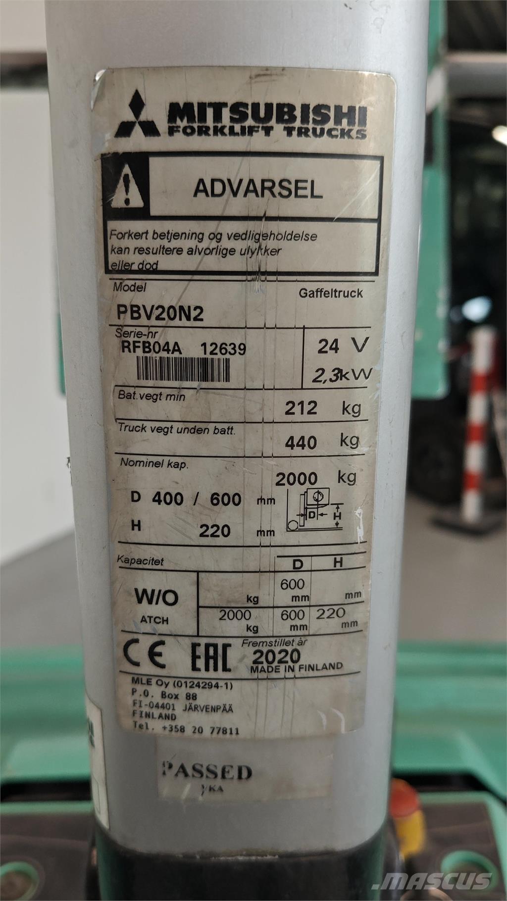 Mitsubishi PBV20N2 Platós targonca