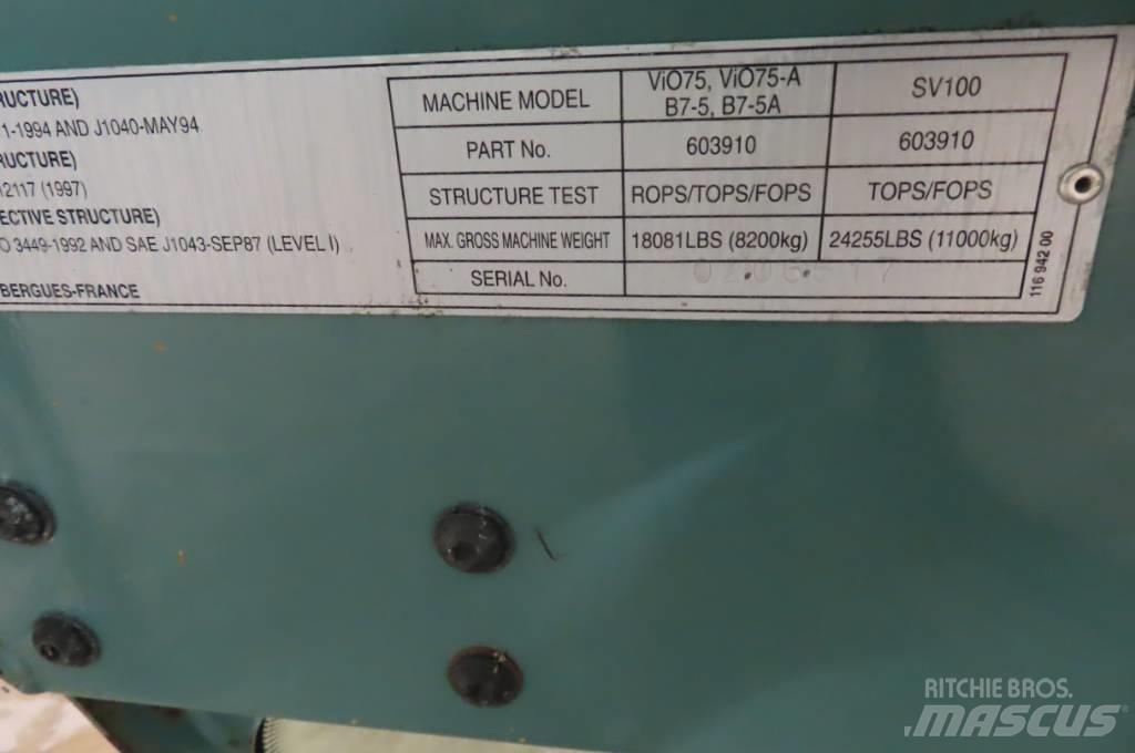 Yanmar Vio 75 Vezetőfülke és belső tartozékok