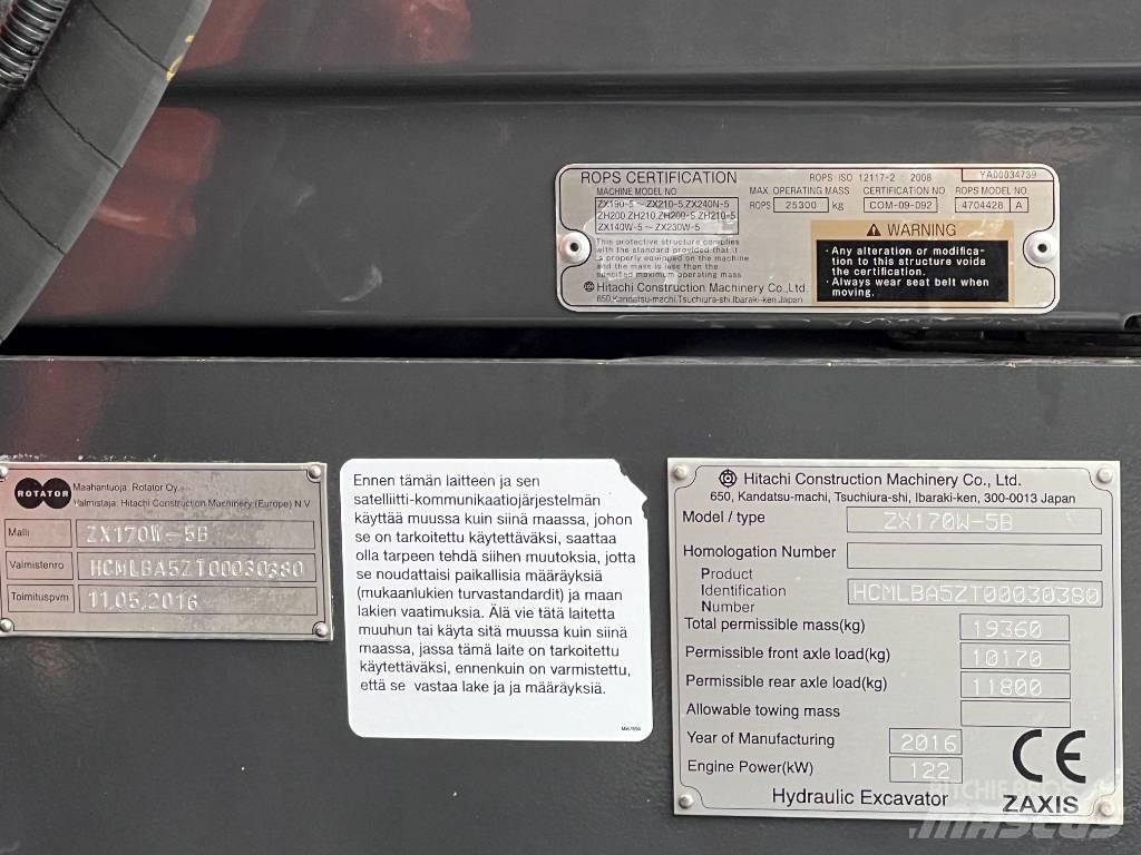 Hitachi ZX 170W-5B Gumikerekes kotrók