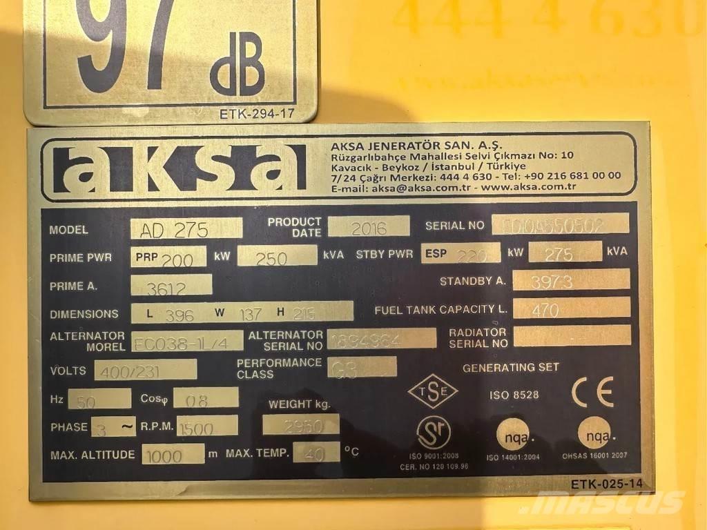 Doosan Aksa AD275 Egyéb Áramfejlesztők
