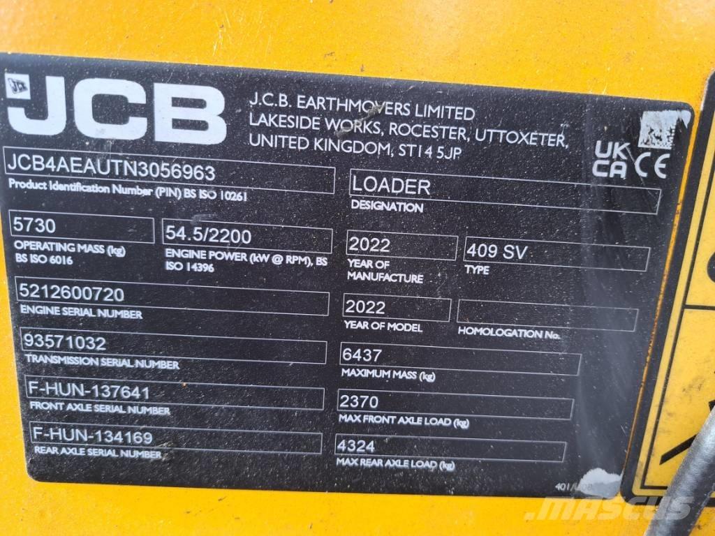 JCB 409 Gumikerekes homlokrakodók