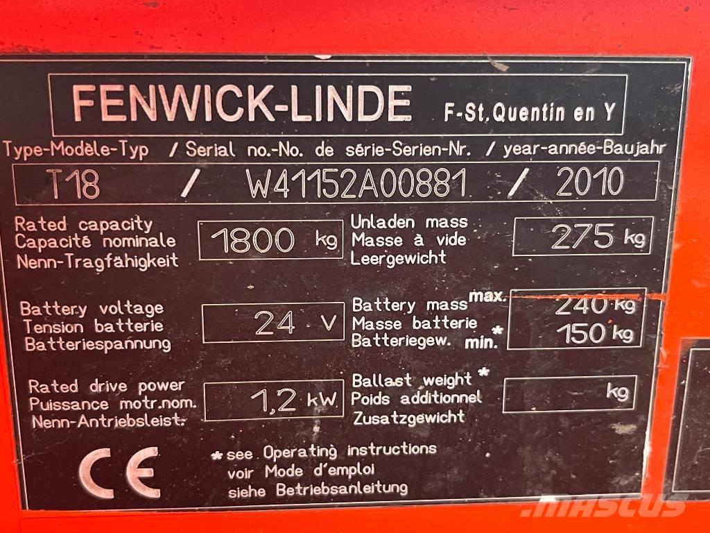 Linde T18 /152/    V-4230 Elektromos gyalogkíséretű targoncák