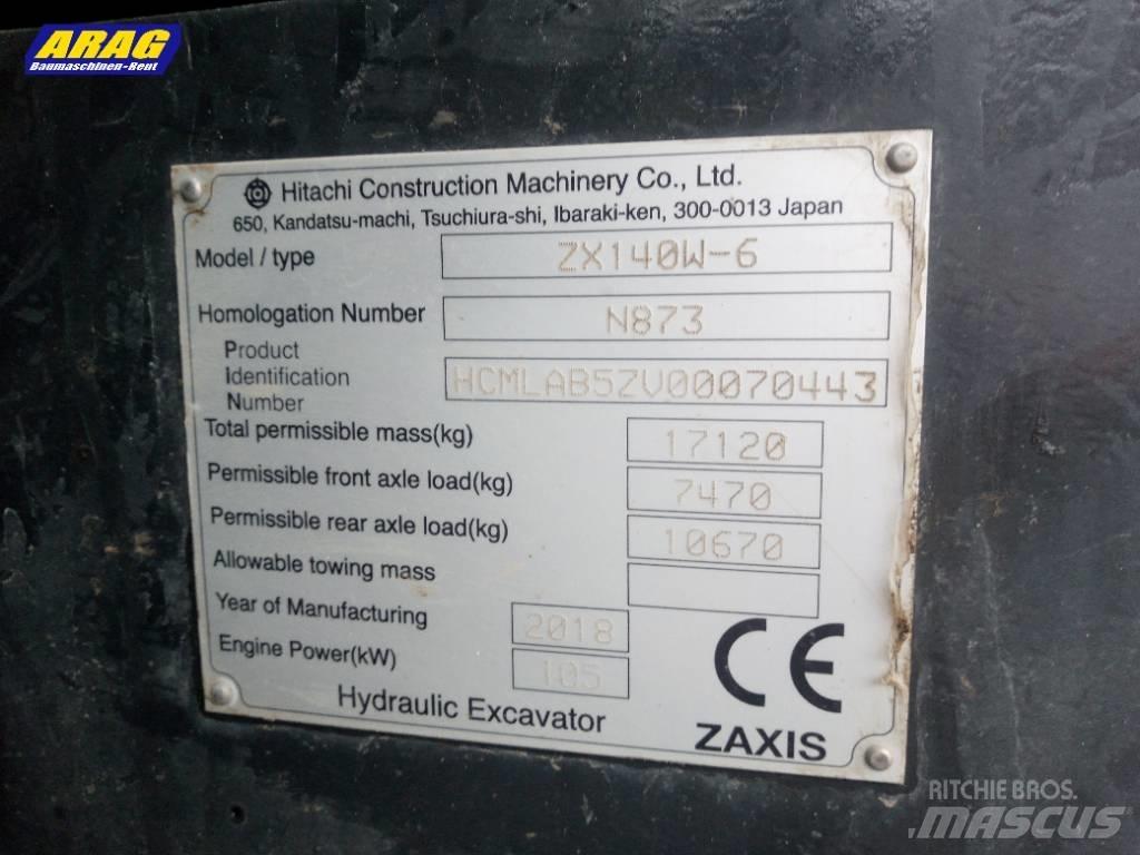 Hitachi ZX 140 W-6 Gumikerekes kotrók