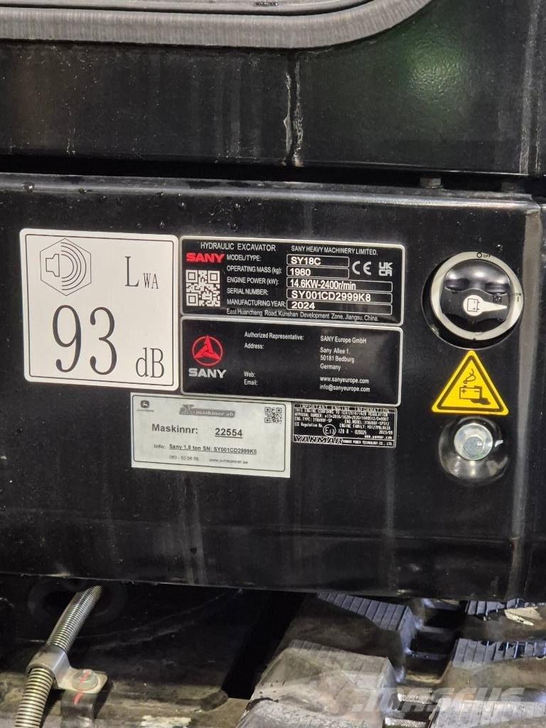 Sany SY 18 C Mini kotrók < 7t