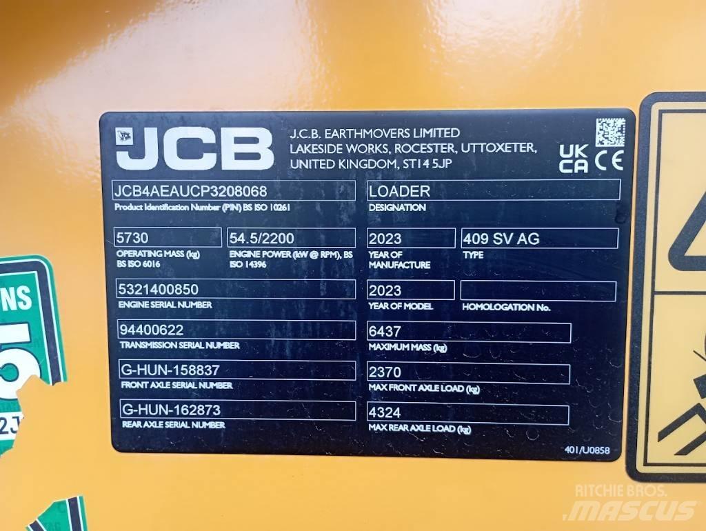 JCB 409 Gumikerekes homlokrakodók