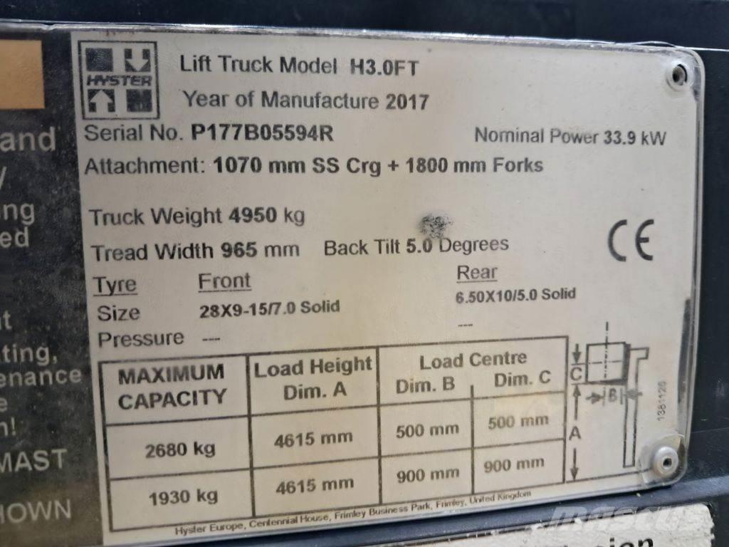 Hyster H3.0FT Elektromos targoncák