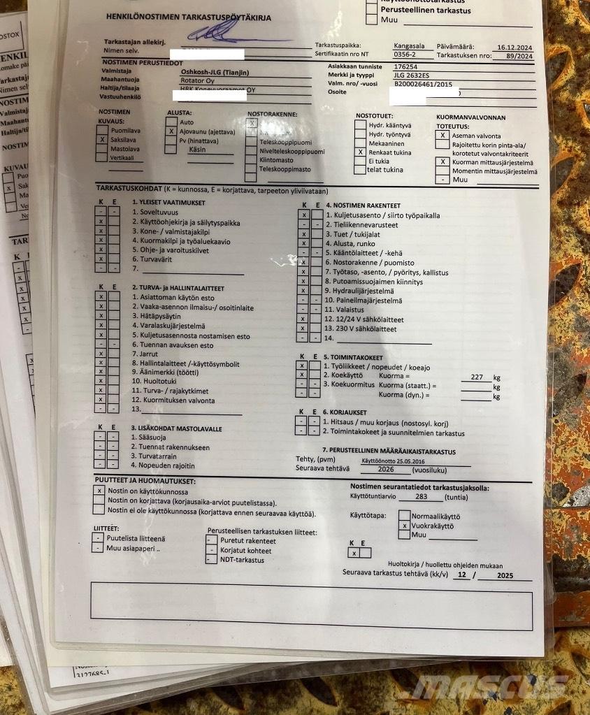 JLG 2630 ES Ollós emelők