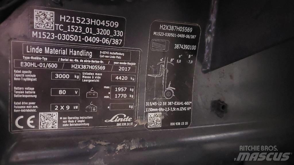Linde E 30HL-01/600 Elektromos targoncák