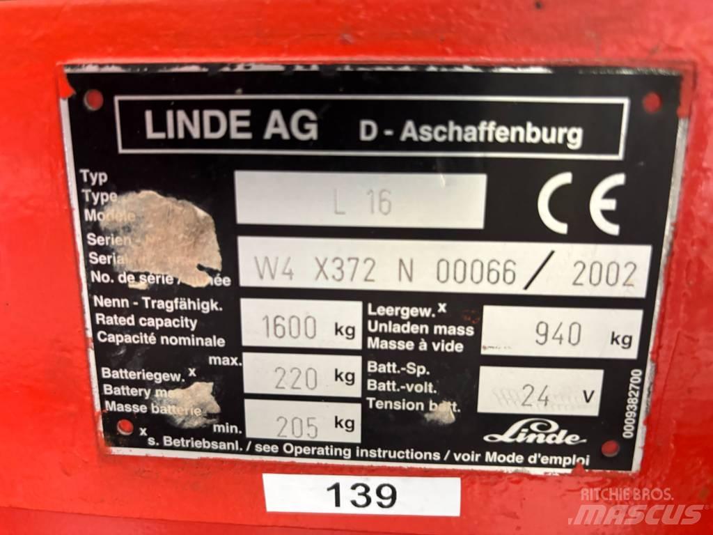 Linde L16 Gyalogkíséretű targonca