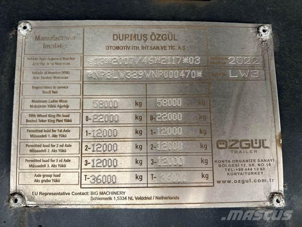 Ozgul LW3 EU 1SS Mélybölcsős félpótkocsik