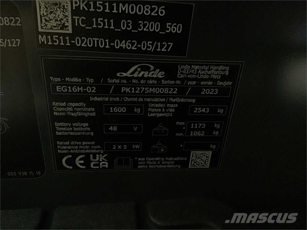 Linde EG16H Elektromos targoncák