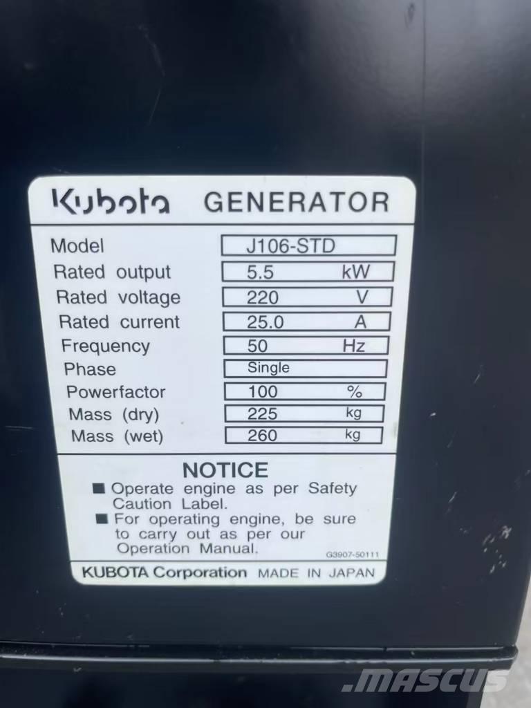 Kubota J106 Dízel áramfejlesztők