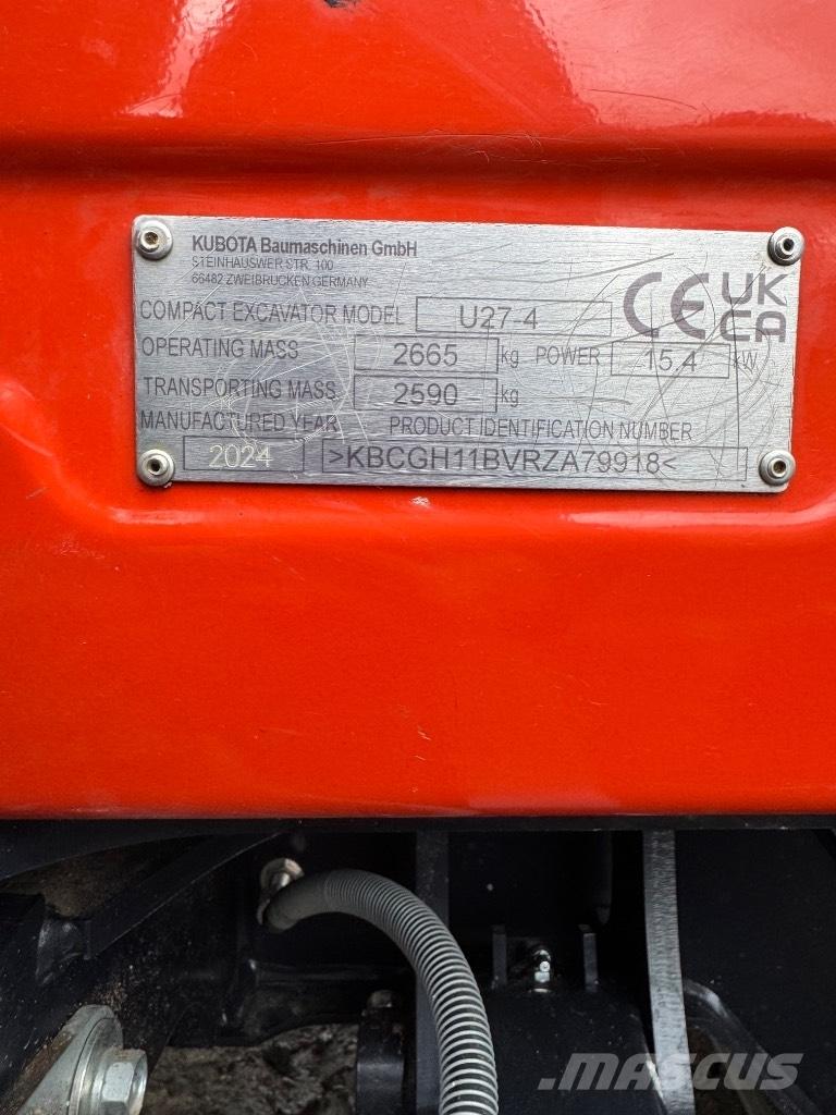 Kubota U 27-4 Mini kotrók < 7t