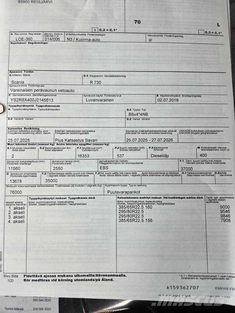 Scania R730 Rönkszállító teherautók