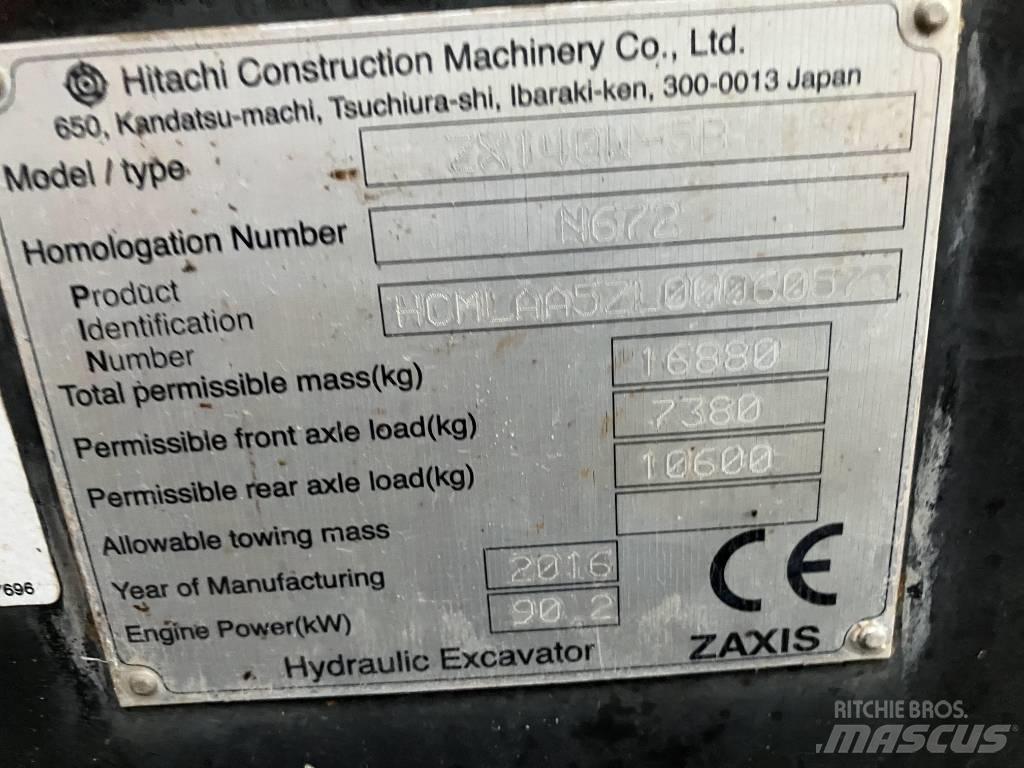 Hitachi ZX140-5B Gumikerekes kotrók