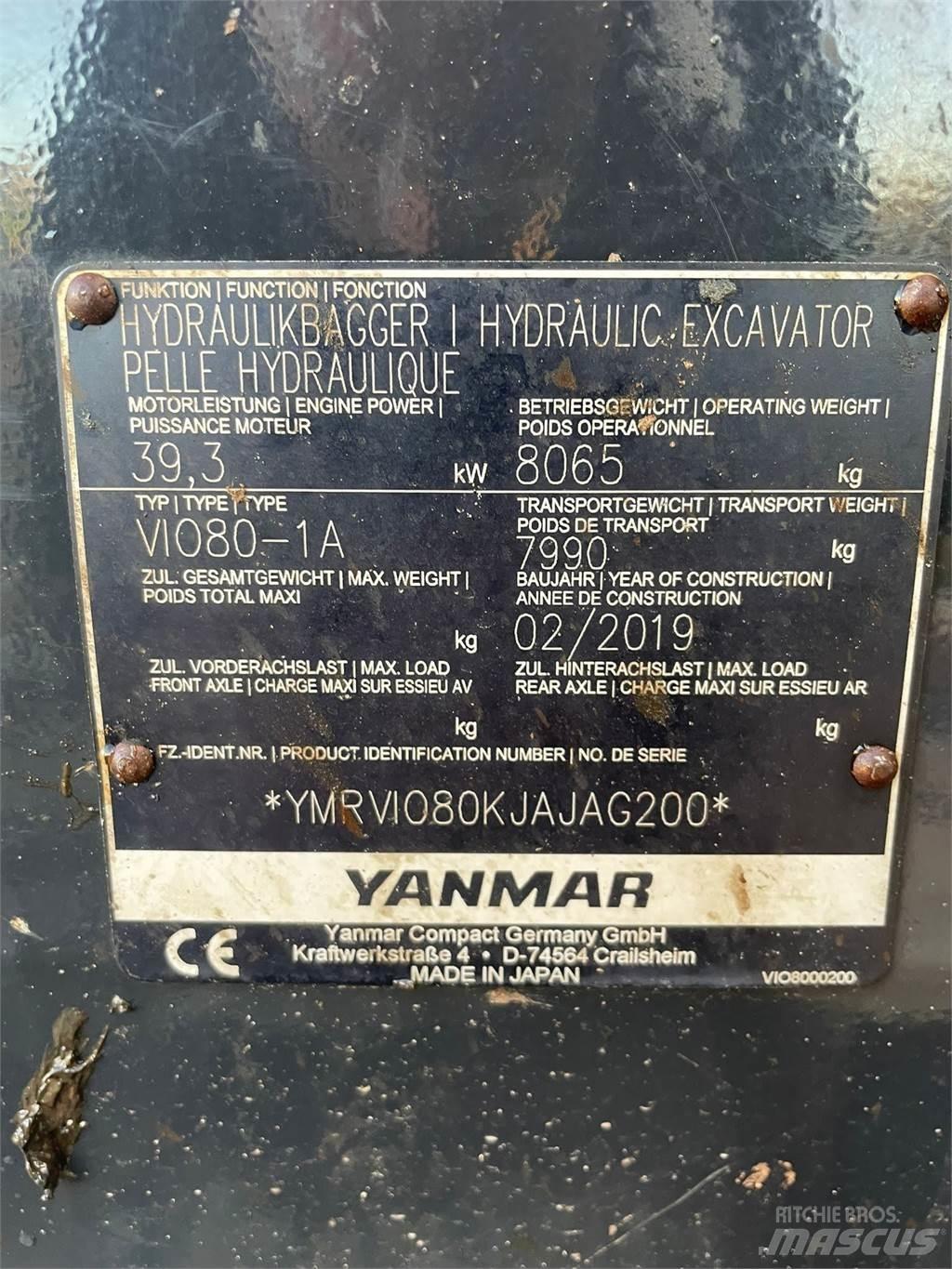 Yanmar Vio 80-1A Mini kotrók < 7t