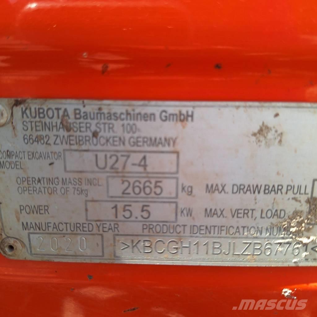 Kubota U 27-4 Mini kotrók < 7t