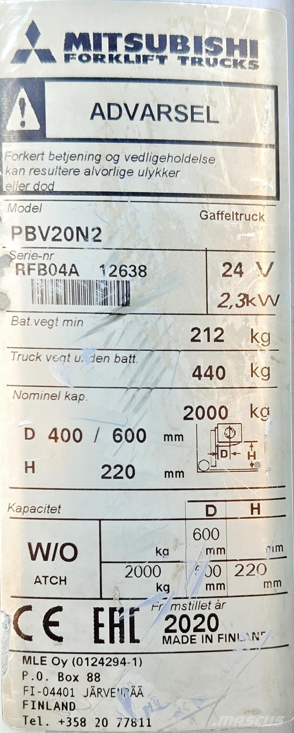 Mitsubishi PBV20N2 Platós targonca