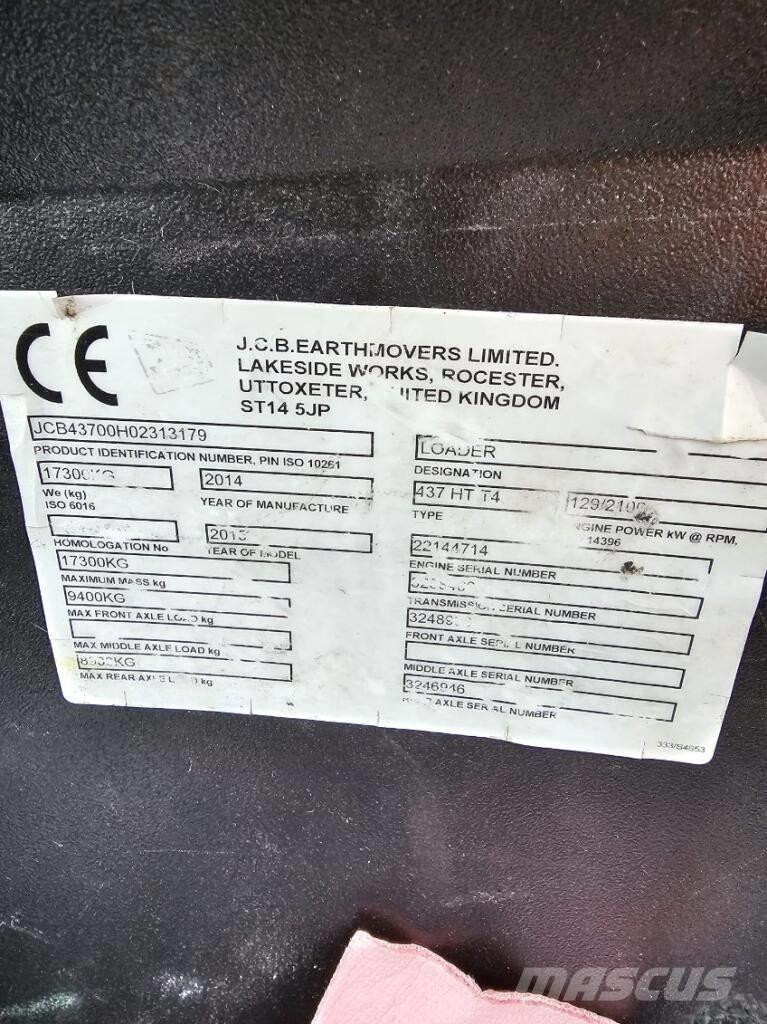 JCB 437 HT Gumikerekes homlokrakodók