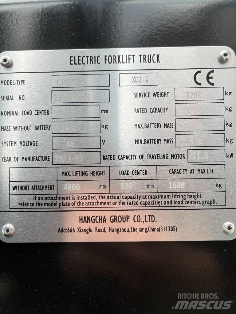 Hangcha CPD18-XD2-I Elektromos targoncák