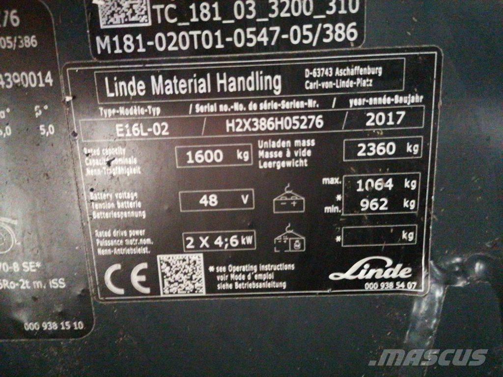 Linde E16L-02 Elektromos targoncák
