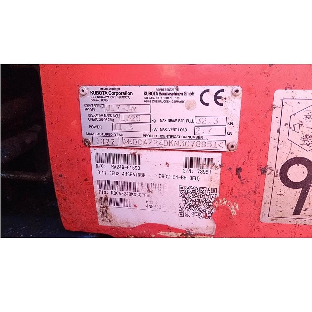 Kubota U17-3a Mini kotrók < 7t