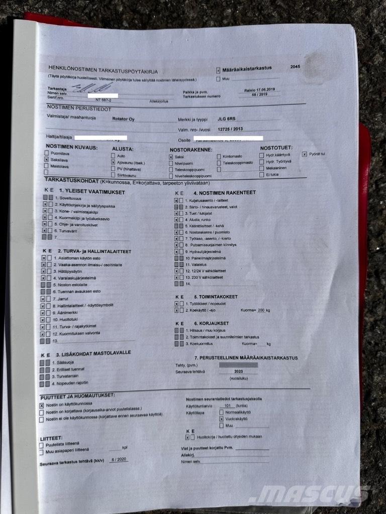 JLG 6 RS Ollós emelők