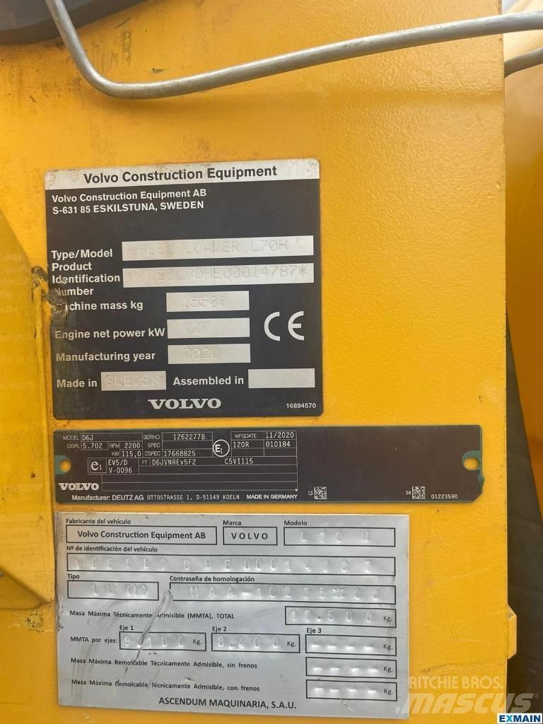 Volvo L 70 H Gumikerekes homlokrakodók