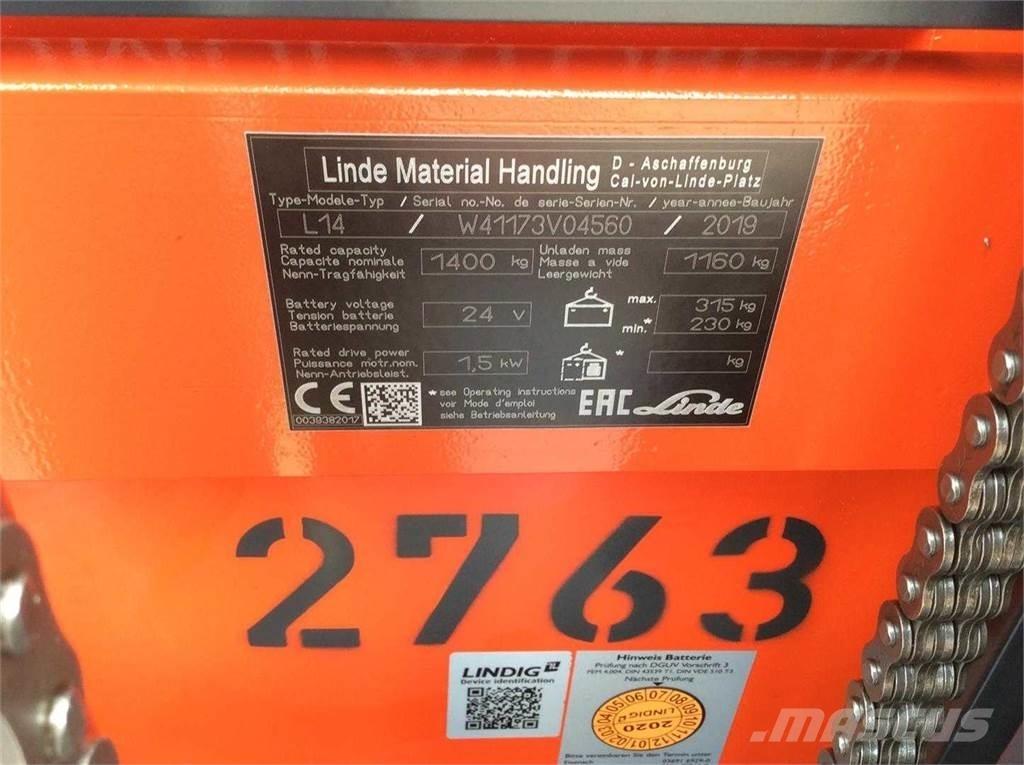 Linde L14I Elektromos gyalogkíséretű targoncák