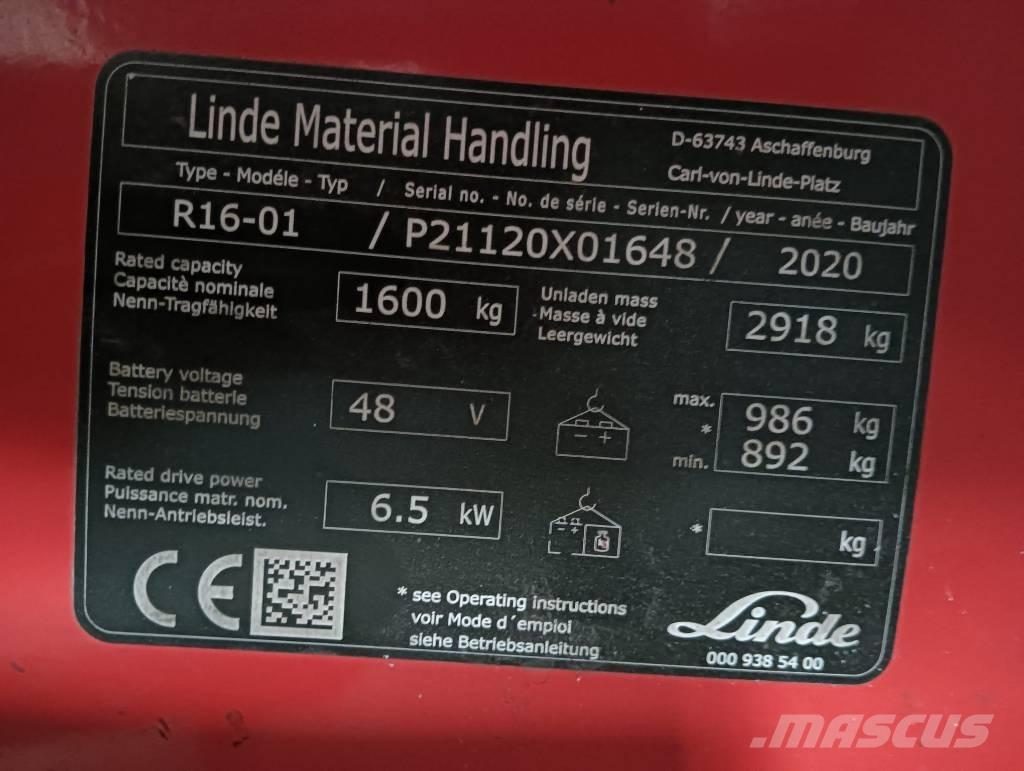 Linde R 16 Tolóoszlopos targonca