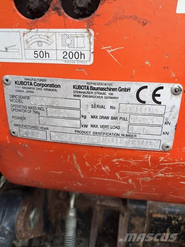Kubota U 10-3 Mini kotrók < 7t