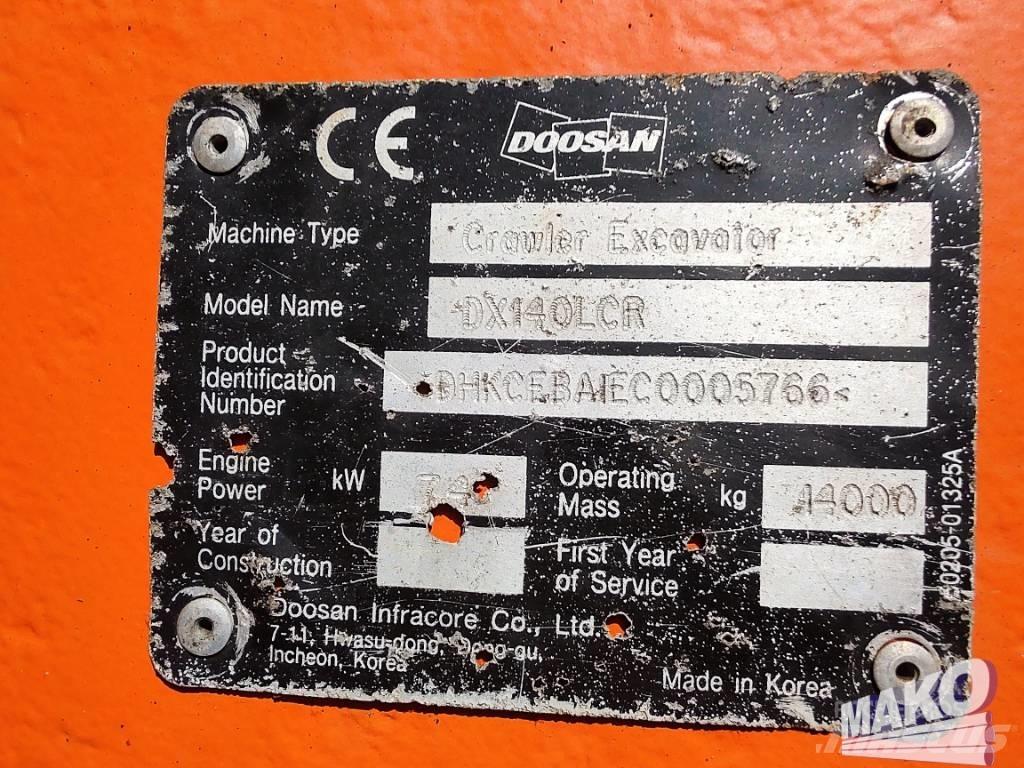 Doosan DX 140 LCR Lánctalpas kotrók