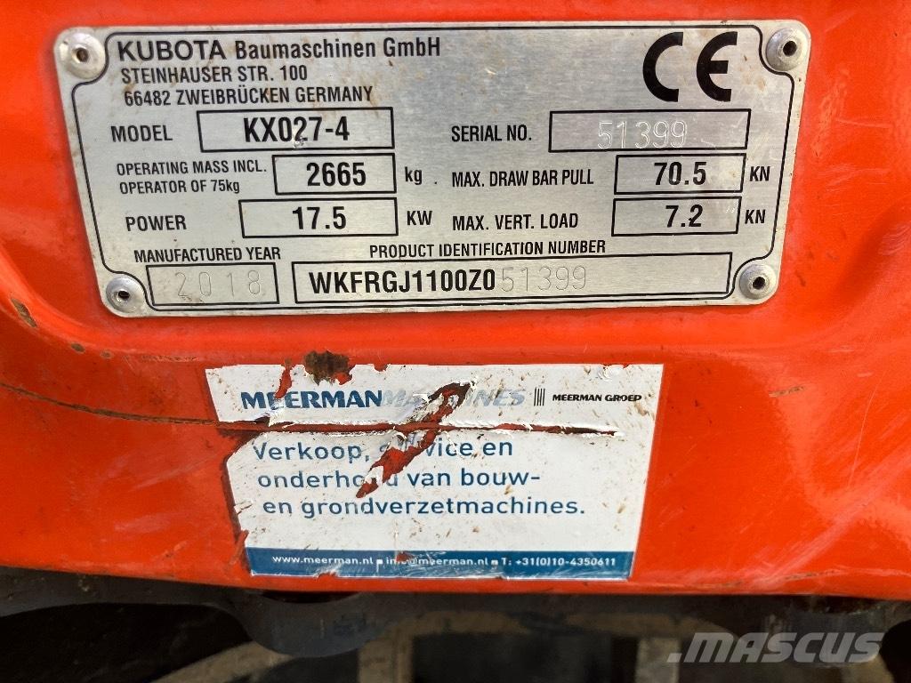 Kubota KX 027-4 Mini kotrók < 7t