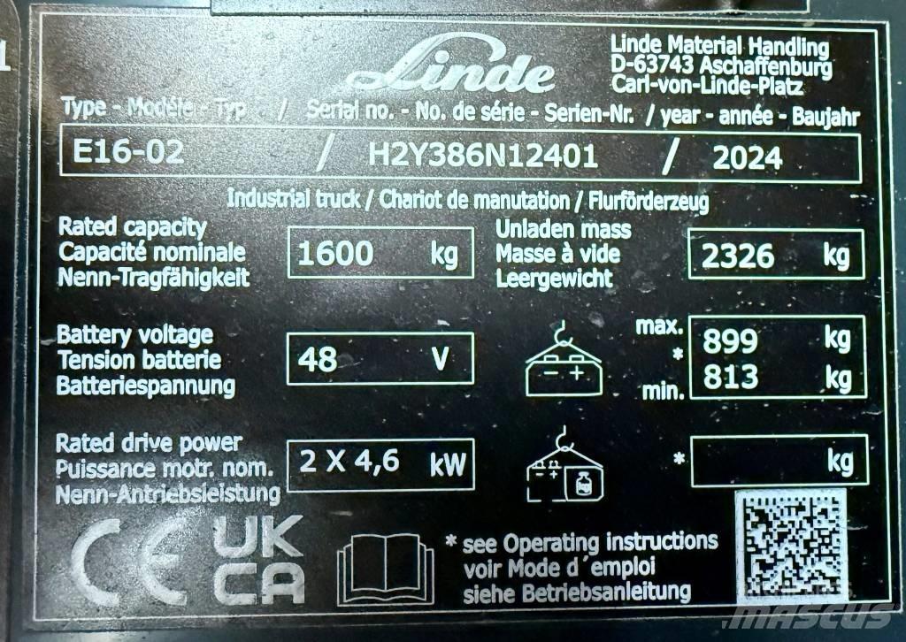 Linde E16/386-02 Elektromos targoncák