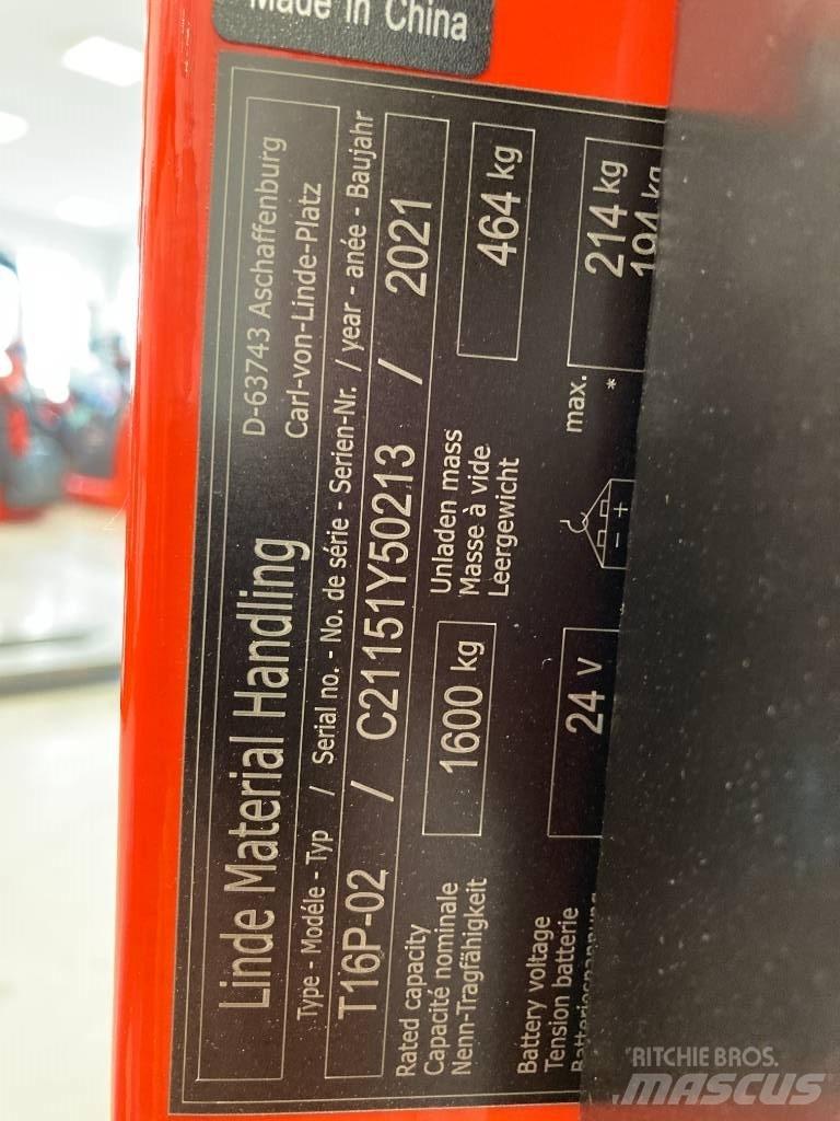 Linde T16P/1151-02 Vezetőállásos alacsony emelőkocsi