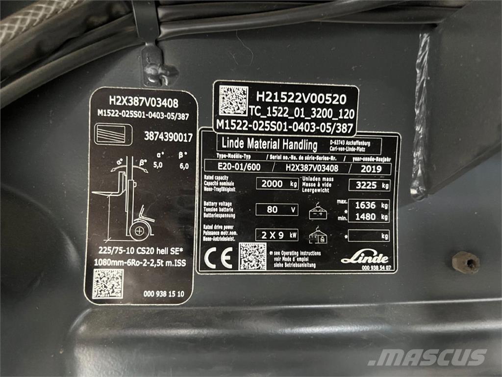 Linde E 20H-01/600 Elektromos targoncák