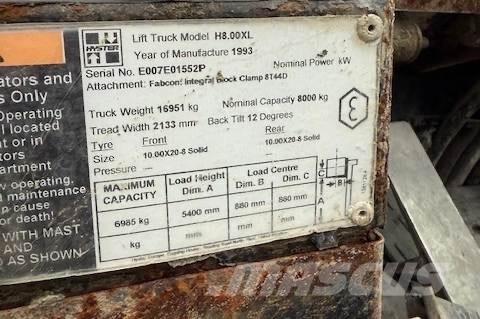 Hyster H 8.00 XL 5 Dízel targoncák