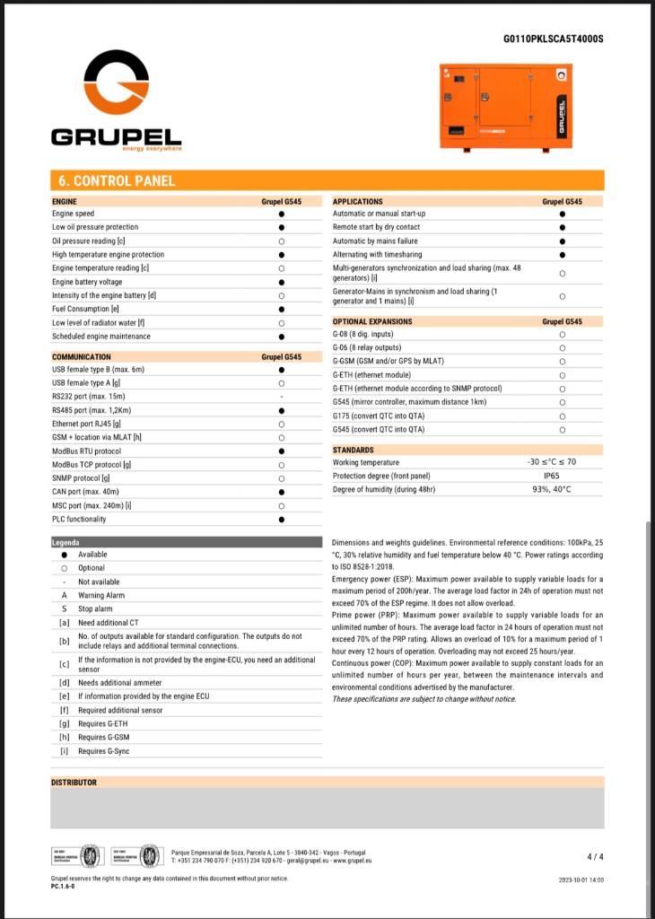  Grupel G545 Dízel áramfejlesztők