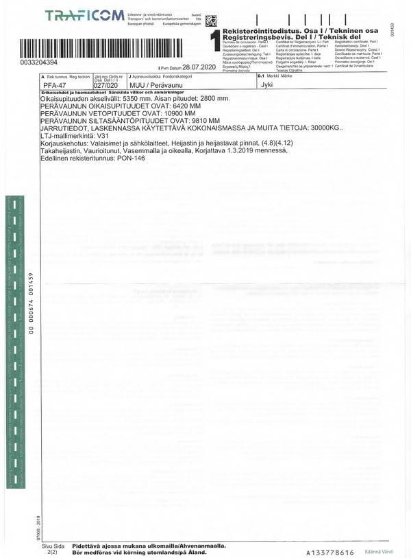 Jyki V 31 Billenő pótkocsik