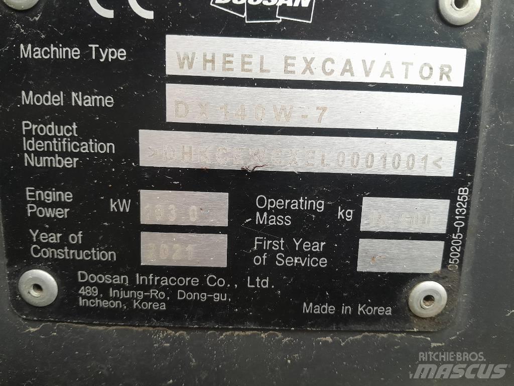 Doosan DX140W-7 Gumikerekes kotrók