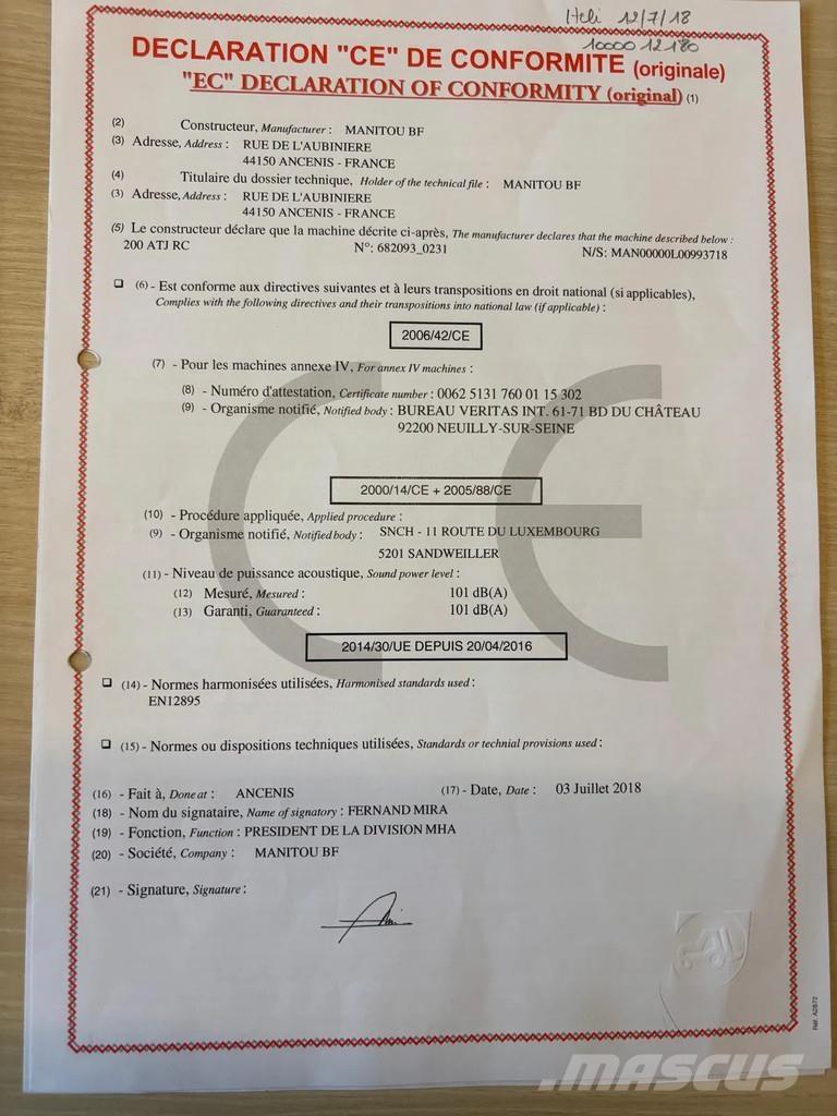 Manitou 200 ATJ Karos emelők