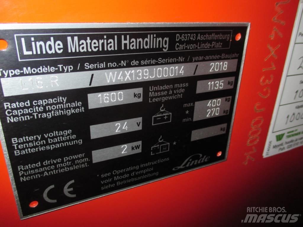 Linde L16R Elektromos gyalogkíséretű targoncák