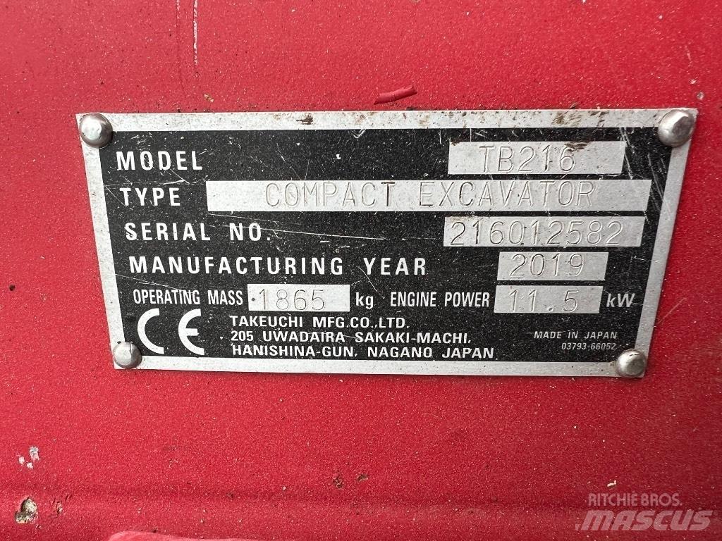 Takeuchi TB 216 Mini kotrók < 7t