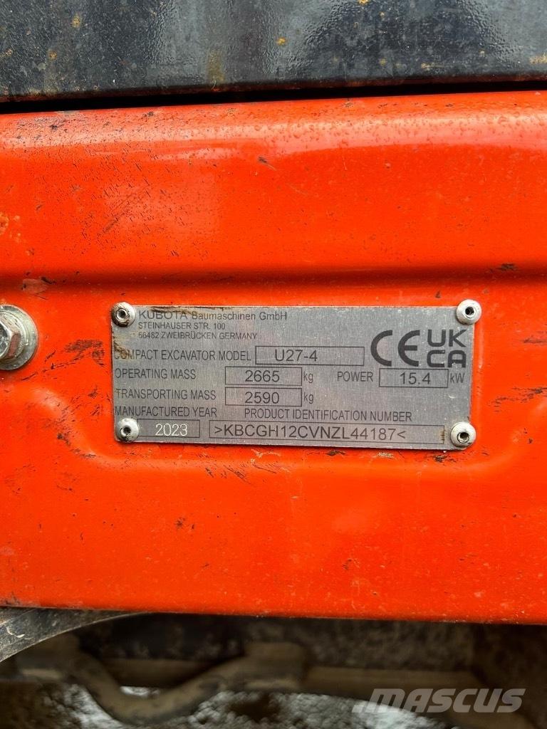 Kubota U 27-4 Mini kotrók < 7t