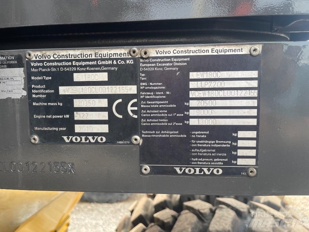 Volvo EW 180 C Gumikerekes kotrók