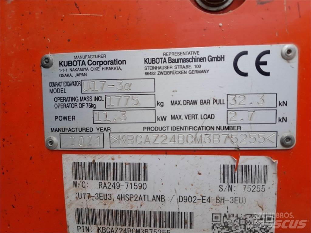 Kubota U17-3 Mini kotrók < 7t