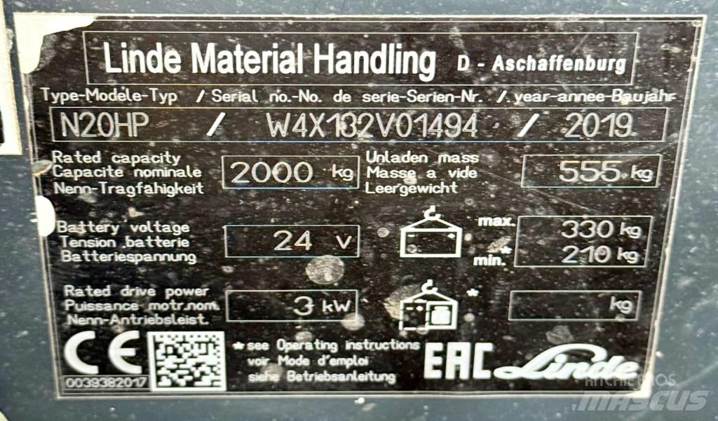 Linde N20HP/132 Komissiózó alacsony emelésű targonca